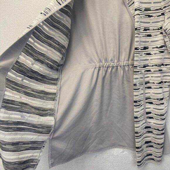Ming Wang Knit Open Front Jacket Womens Small Gray Black Chiffon Back 3/4 Sleeve - Picture 15 of 16